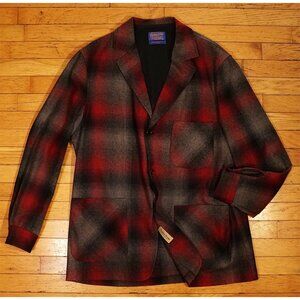 Pendleton Heritage Limited Edition Wool Blazer Red Charcoal Plaid Men's Sz L USA